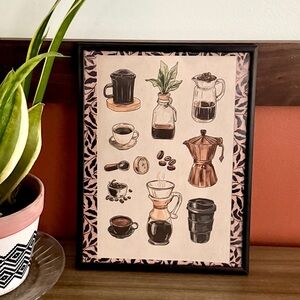 Retro Coffee Vintage Style Cup of Coffee Mug Canvas Art Print Framed Wall Art